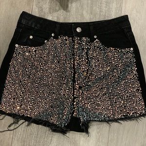 Topshop Rhinestone Hightop Shorts Sz 8